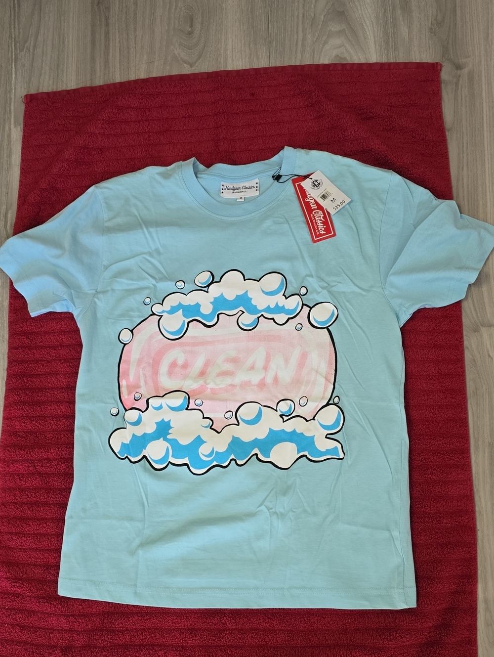 Nostalgia Light Blue Womens 'Clean' Bubble Graphic Tee